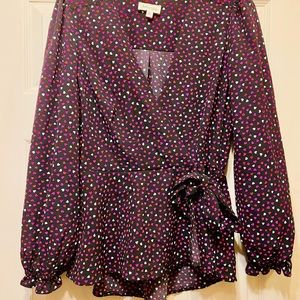SOLD Women’s Hearts Print Surplice Blouse